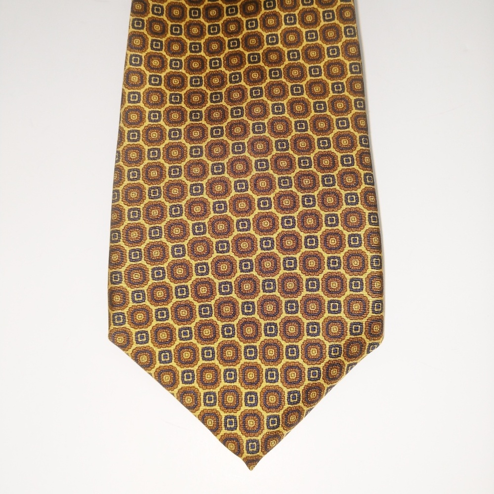Bert Pulitzer men's silk tie gold, blue, brown